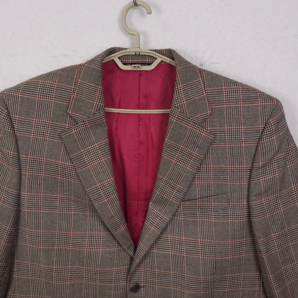 Jack Victor Loro Piana 100% Cashmere Blazer 44L Glen Plaid Luxury Classic Formal